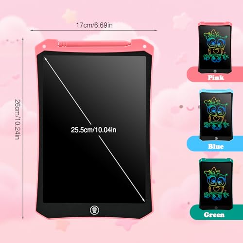 Kids Toys 10 Inch LCD Writing Tablet for Kids, Drawing Pads 2 Pack | Kids Travel Essentials, No Mess Coloring, Sensory Educational Learning Toys, Age 3-5 Boys Girls Gifts - color: 10”pink&blue