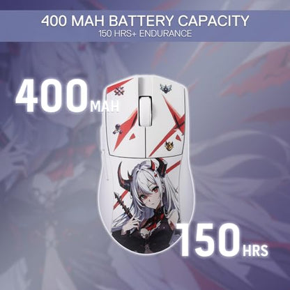 Redragon M916AK PRO 3-Mode Anime Gaming Mouse, 42G Ultra-Light 26K DPI Gaming Mouse w/Ergonomic Natural Grip Build, Full Programmable Buttons, Software Supports DIY Keybinds & DPI - color: WT-SE, style: 1K Hz