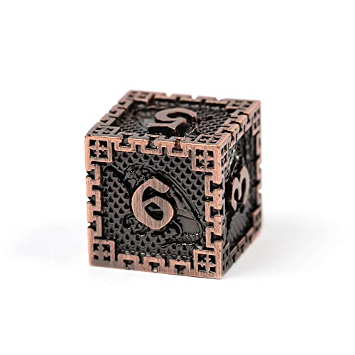 UDIXI Metal Dice Set Polyhedral DND Dice Set for Role Playing Game (Copper) | 7-Pieces, Dragon Carved, Chain-edge Design, Metal Gift Box, DM Gift, for Dungeons and Dragons Games Tabletop Games - color: Chain Frame-antique Copper