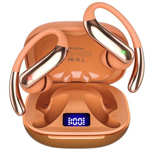 Bluetooth Headphones Wireless Earbuds Bluetooth 6.0 Headphone,Sport Bluetooth Earbuds Stereo Deep Bass Over Ear Bud with Earhooks,50Hrs Playtime, IP5 Waterproof Earphone for Gym/Running/Workout Orange - color: Orange