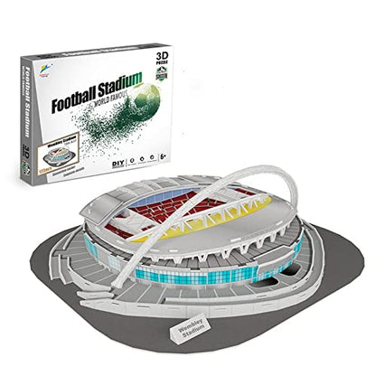 Classic Football Stadium Puzzle,3D Puzzle Soccer Club Venues,3D Paper Model Building Puzzle Kit, Soccer Stadium Souvenir Gift,Handmade Puzzle Ornaments，Cardboard Model (Wembley Stadium) - color: Wembley Stadium