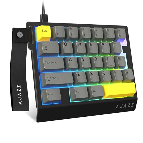A.JAZZ AK029 Wired 29 Keys One-Handed RGB Gaming Keyboard with 8000HZ,0.01mm RT Magnetic Switches Adjustable Actuation,Hotswappable Mechanical Keyboard,Aluminum Plate,Web Driver for Gamers-Black - color: Black