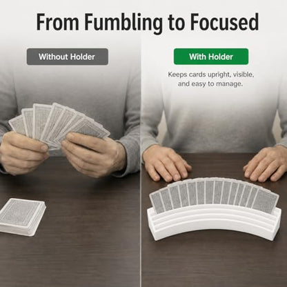 Playing Card Holder Stand – Hands-Free Card Organizer for Board Games | Multi-Tier Slot Design | Freestanding Tabletop Display Rack for Poker Night, Family Game Night & - color: White