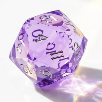 Multifaceted DND Single D20 Dice Resin Sharp Edge 20 Sided D&D Dice, 22Mm Handmade Polyhedral for Dungeons and Dragons, RPG, Roleplaying MTG Table Games - color: D20--purple