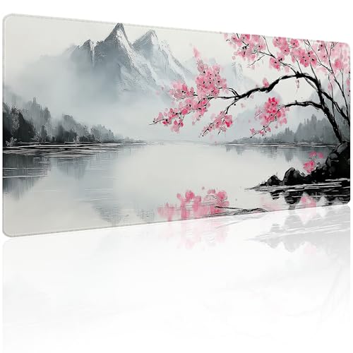 31.5”x11.8”Large Gaming Mouse Pad for Desk, Mouse Mat with Seamed Edges, Waterproof Desk Pad, Non-Slip Rubber Base, Keyboard Pad Computer Mat, Big XL Mousepad-japannese Landscape Painting - color: Japannese Landscape Painting