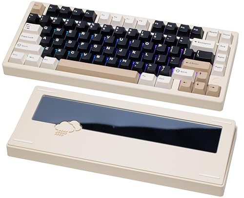 KEEBMONKEY WOBKEY Rainy 75 CNC Aluminum HMX/JWK/Cocoa Switches Triple-Mode Connectivity Mechanical Keyboard with Superior Acoustics, RGB/PP/Mirrored Glass/3500mAh/Violet Switch (Standard - White) - style: Standard - White