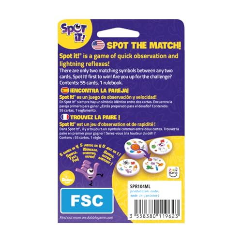 Asmodee Spot It! Classic Card Game (2024 Refresh) - Pocket Eco Edition, 5-in-1 Visual Perception Game for Quick Reflexes and Family Fun, Ages 6+, 2-8 Players, 10 Minute Playtime - style: New Edition