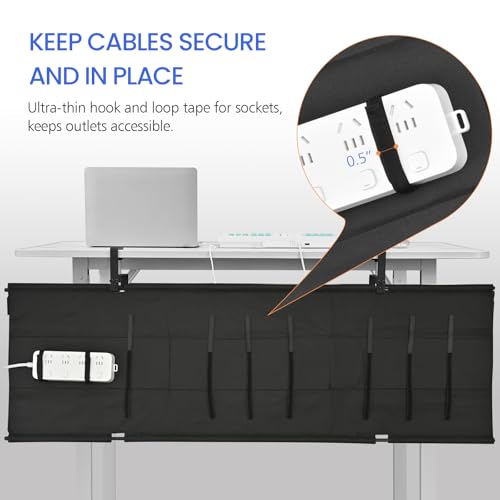 48" Under Desk Cable Management Tray- Clamp/Screw Mount Desk Cable Organizer Cable Tray Hiders for Office&Home