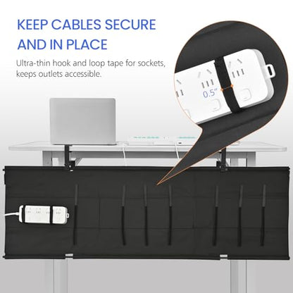 48" Under Desk Cable Management Tray- Clamp/Screw Mount Desk Cable Organizer Cable Tray Hiders for Office&Home