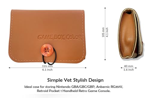 PU GBC Leather Case Carrying Bag for Game Boy Color/Game boy Pocket, Anbernic RG351V, Retroid Pocket 1 - Portable Travel Case, Protective Pouch for Handheld Retro Game Console (Brown)