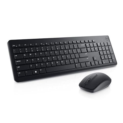 Dell Wireless Keyboard and Mouse KM3322W | USB Receiver, 2.4 GHz, Optical Sensor, 1000 DPI, AES-128 Encryption, AA Battery, 2 AAA Batteries, Black