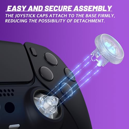 eXtremeRate ThumbsGear V3 Interchangeable Ergonomic Thumbsticks for PS5 Controller, Replacement Analog Thumb Sticks for PS4 Controller - 4 Height Adjustable Convex & Concave Grip Joysticks - Clear - color: Clear