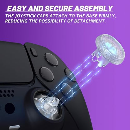 eXtremeRate ThumbsGear V3 Interchangeable Ergonomic Thumbsticks for PS5 Controller, Replacement Analog Thumb Sticks for PS4 Controller - 4 Height Adjustable Convex & Concave Grip Joysticks - Clear - color: Clear