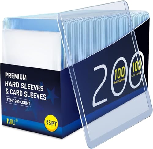 200 Hard Plastic Card Sleeves, Premium Baseball Card Protectors, 3"x 4" Trading Cards Sleeves, Sports Game Cards Holder Top Cases (100 Hard Sleeve + 100 Soft Sleeve) - size: 100 Hard Sleeves + 100 Soft Sleeves