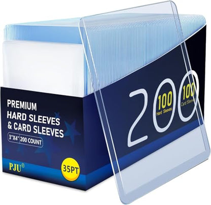 200 Hard Plastic Card Sleeves, Premium Baseball Card Protectors, 3"x 4" Trading Cards Sleeves, Sports Game Cards Holder Top Cases (100 Hard Sleeve + 100 Soft Sleeve) - size: 100 Hard Sleeves + 100 Soft Sleeves