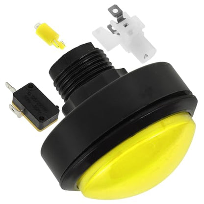 Game Machine Push Button with Light, Yellow Convex Replacement Button for Arcade Gaming, Industrial Pushbutton Switch with Micro Switch for Game Machine Accessories