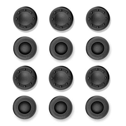 VizGiz 12 Pack Universal Thumbstick Grips PS4 Thumb Grip Analog Stick Covers Joystick Controller Cap Silicone Precision Rubber for PS4 Xbox ONE Xbox 360 PS3 PS2 Pro Slim Lite Dualshock WII U Black