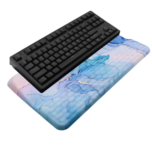 Computer Keyboard Stand with Wrist Rest, Ergonomic Tilted Keyboard Holder - Keyboard Riser with Wrist Pad - Keyboard Tray Support for Office Home - Aqua Marble - color: Keyboard Stand-aqua Marble