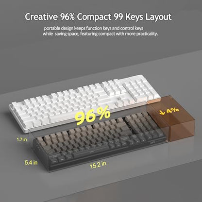 MageGee LIGHT100 Wireless Creamy Keyboard, Gasket Structure Hot Swappable, 2.4G/USB-C/BT5.0 RGB Backlit Mechanical Gaming Keyboard for Win/Mac/PC, 8000mAh Battery, Side Printed PBT Keycap, Black - color: Black/Blue Whale Switch