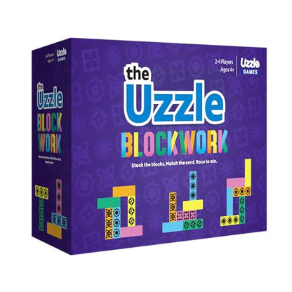 Blockwork by Uzzle Games - Fast-Paced Family Board Game - Multiple Difficulty Levels - Enjoyable and Challenging Puzzle Game – 2 to 4 Players – A Complete Family Night Fun Package - for Ages 4+ - style: Blockwork