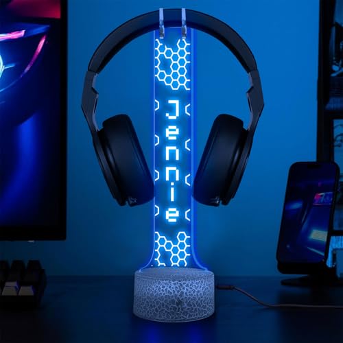 Personalized RGB Light-Up Headphone Holder, Custom Gamer Name Headset for Gamer Desk, Valentine Gift for Him, Gaming Room Decoration, Boyfriend Gifts for Gaming Lovers - color: 08