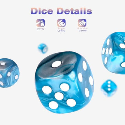 36 Pieces 12mm 6 Sided Mini Dice Set,Two Colours D6 Game Dice Set,6 Sided Standard Game Dice for Board Games Dice Games Classroom Teaching Dices Game,with Portable Gaming Box(Blue & Silver) - color: D6-blue & Silver