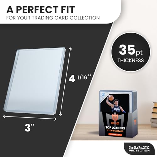 Max Protection 35pt Top Loaders for Cards - 1000 Count - Premium 3x4 Inch Trading Card Toploaders - Protect Your Baseball and Sports Cards with These Crystal Clear Hard Plastic Sleeves Protectors - size: 1000 Toploaders