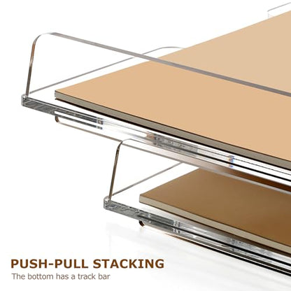 SANRUI 4 Tier Acrylic Paper Letter Tray Desk Stackable Organizer Trays，Clear Enlarged A4 Stackable File Document Tray， Workspace Office Supplies Organizers and Accessories Sorter，13.82inx9.29inx6.7in - style: Enlarged 4 Tier Trays