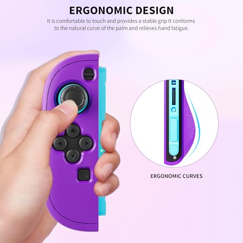 FUNDIARY Replacement for Nintendo Switch 2 Controller, Switch Wireless Controllers Compatible with Switch 2, Anti-Slip Soft Silicone Protective Cover with 2 Thumb Caps, Purple+Orange - color: Orange and Purple