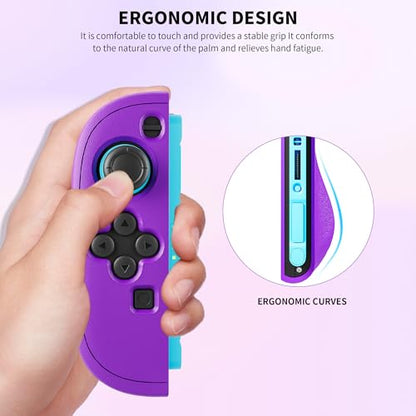 FUNDIARY Replacement for Nintendo Switch 2 Controller, Switch Wireless Controllers Compatible with Switch 2, Anti-Slip Soft Silicone Protective Cover with 2 Thumb Caps, Purple+Orange - color: Orange and Purple