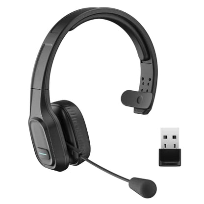 Trucker Bluetooth Headset V5.0, Wireless Headset with Noise Canceling&Mute Microphone for Cell Phones, On Ear Bluetooth Headphone for Computer, Zoom Meetings, Skype, Home Office - style: BH-M100 with Dongle