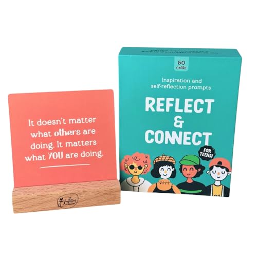 Conversation Cards for Teens – Motivational & Affirmation Quote Deck with Journal Prompts, Double-Sided with Display Stand | Therapy & Classroom Supplies for Teachers, Counselors & Parents