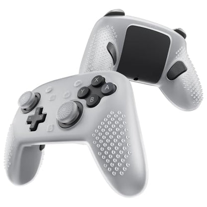 PlayVital Silicone Cover Skin for Nintendo Switch 2 Pro Controller – 3D Studded Edition Anti-Slip Grip Protector Case for Switch 2 Pro with Back Button Cap & Thumb Grips - Clear White - color: Clear White