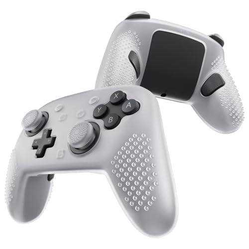 PlayVital Silicone Cover Skin for Nintendo Switch 2 Pro Controller – 3D Studded Edition Anti-Slip Grip Protector Case for Switch 2 Pro with Back Button Cap & Thumb Grips - Clear White - color: Clear White