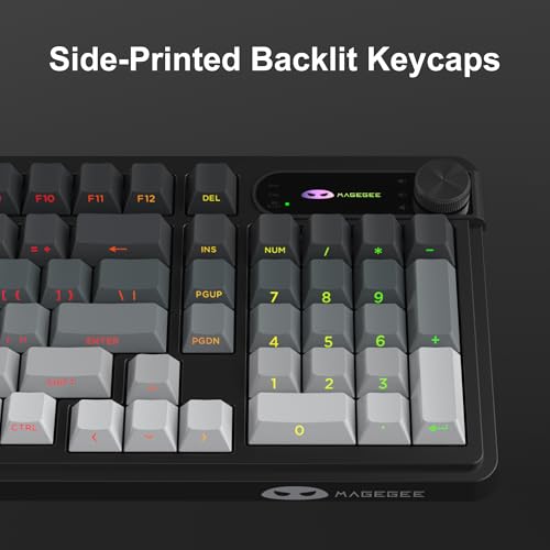MageGee GK960 Wireless Keyboard, 98 Keys Tri-Mode BT/2.4G/Wired Membrane Gaming Keyboard, RGB Creamy Keyboard with Number Pad, Knob Control, Side Printed Keycaps, 4000mAh Battery - Black & Gray - color: Black & Gray