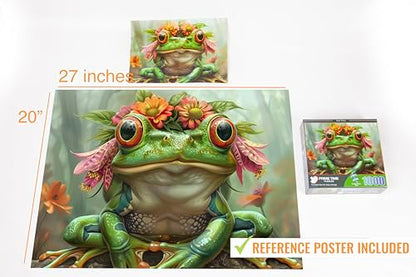 1000 Piece Jigsaw Puzzle for Adults - Cute Spirit Animal Frog Prince - Challenging and Hard Puzzle Perfect for Game Nights - 20x27 inches(Petal Prince) - color: Petal Prince