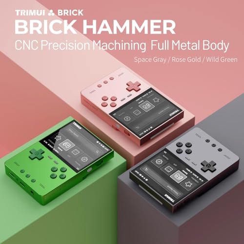 TRIMUI Brick Hammer Retro Handheld Game Console – Metal CNC Aluminum Alloy Body, 3.2" IPS Screen, 8GB Storage, Expandable to 1TB, Built-in 3000mAh Battery - style: Grey-64G