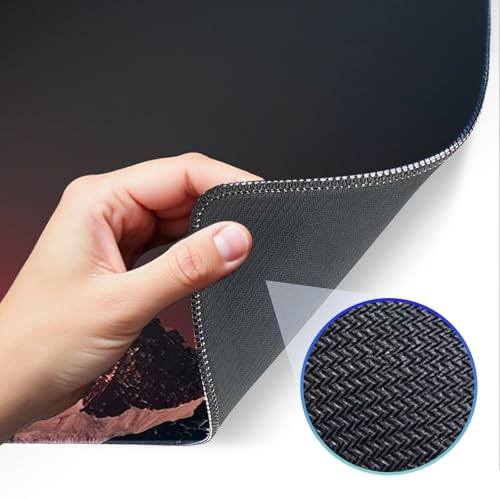 Gaming Mouse Pad, Large Desk Mat, Non-Slip Rubber Bottom, Stitched Edge Mouse Pad for Home, Office Desk, Gaming Keyboard Pad, 31.5 x 11.8 Inch, Desk Protector - color: Full Moon Mountain