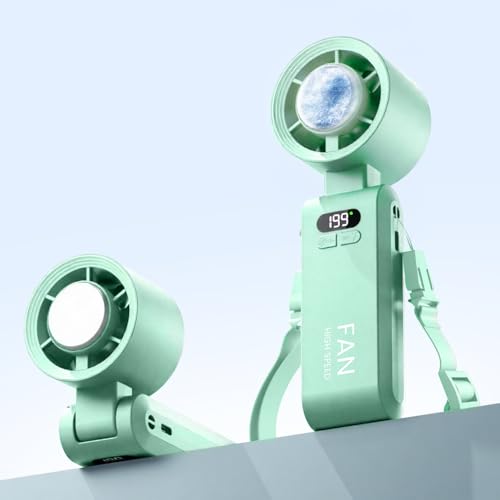 Handheld Portable Turbo Fan with Ice Cooler, Speed (1-199) 5500mAh Rechargeable Personal Fan,[20H Cooling Time] Mini Yet Powerful [20000 RPM] Small Pocket Fans for Travel/Outdoor/Office, Light Green - color: Light Green