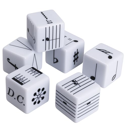 6Pcs Fun Five-Line Staff Music Note Dice, Large 25mm Music Theory Dice, Includes 36 Beginner-Level Staff Patterns for Theory Learning - color: Music Dice-6 Pcs