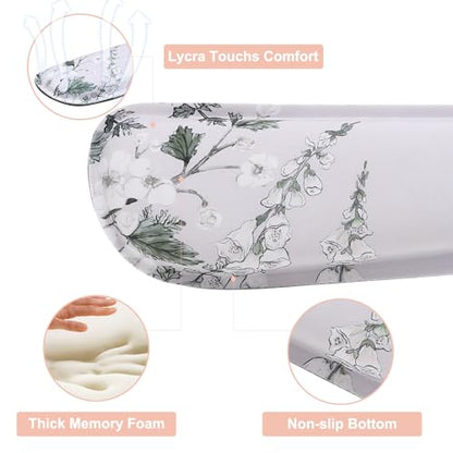 MEGREZ 4-in-1 Mouse Pad with Wrist Rest Ergonomic Memory Foam Desk Mat Set | ergonomic, anti-slip base, 4pcs set, desk pad, mouse wrist rest, keyboard rest, coaster, ideal for office & gaming - color: Green Flower
