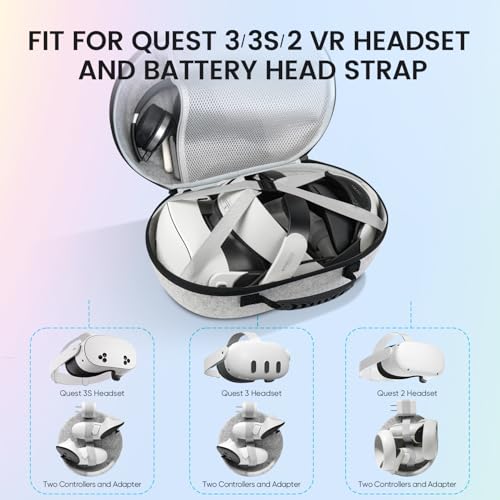 sarlar Large Carrying Case for BOBOVR S3/M3 Pro & KIWI Design Battery Head Strap, Hard Travel Case for Meta Quest 3S/Xbox Edition/Quest 3/Quest 2/Pimax Dream Air VR Headset, Controller Accessories - size: L/For All Head Strap with Battery