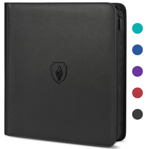 Premium Zip Card Binder 12 Pocket, Fabmaker 912 Pockets Trading Card Binder, PU Zipper Card Collection Album, Sturdy Side-Loading Card Book Holder for Game & Sports Cards, Black - color: Black, size: 12 Pocket - 15" x 13.6"