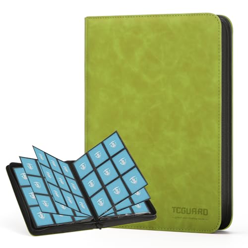 Trading Card Binder, 9 Side Loading Pocket Card Album Hold Up to 540 Cards, Zipper Binder for Cards Collection, TCG Card Holder for Game Card, Sports Card, Yugioh, MTG etc. (Apple Green) - color: Apple Green
