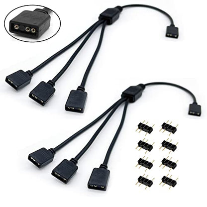 1-to-3 ARGB Splitter Cable, ARGB Cable, 5V 3 Pin Addressable RGB Splitter Extension Cable ARGB LED Sync Cable for Extend PC Computer ARGB Fans Or ARGB LED Series (2 Pack) - style: 1-to-3