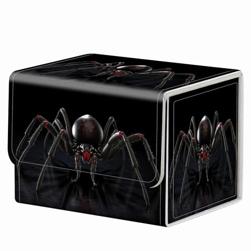 Strong Magnet Card Case Deck Box Mtg Card Box Playing Card Box Magic Deck Box Tcg Up to 200 Cards Creative Pattern Trading Card Storage Box for Collectible Card Games, Menacing Black Spider - color: Menacing Black Spider