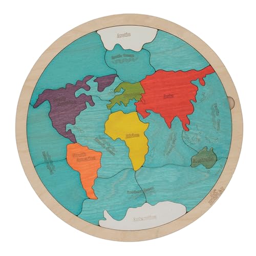 7 Continents & 5 Oceans of the Earth Wooden Jigsaw Puzzle for Kids | 21 Puzzle Pieces | Learning & Educational Toy Gift for Boys & Girls Ages 4 Years and Above - style: World Map - Continents and Oceans