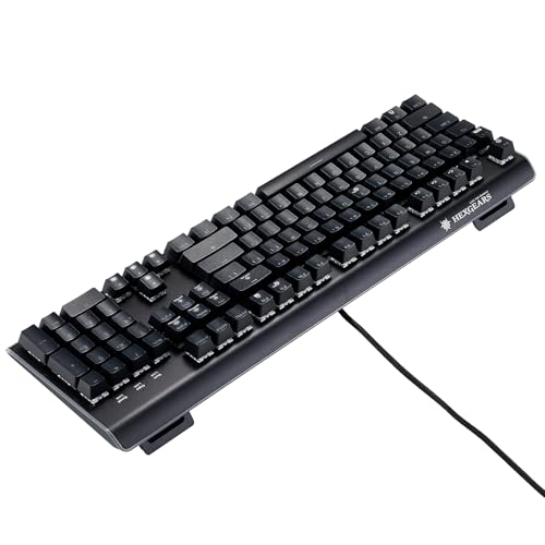 Hexgears GK735 Mechanical Gaming Keyboard Kailh Box White Switch 104 Keys ABS Keycaps Wired Gaming Keyboard with White LED Backlight, Ergonomic Design for Windows Laptop PC Mac (No Light Strip) - color: Black, size: Clicky