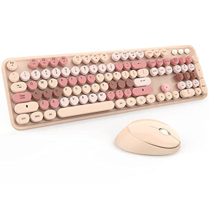 Colorful Wireless Keyboard and Mouse Combo - 104 Key Wireless Keyboard with Number Pad for Windows PC, Notebook, Laptop (Chocolate) - color: Chocolate