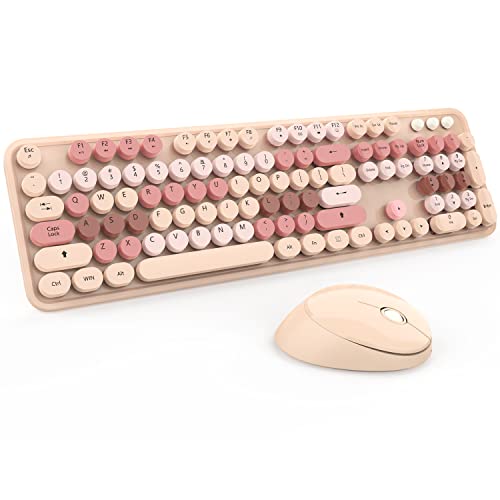 Colorful Wireless Keyboard and Mouse Combo - 104 Key Wireless Keyboard with Number Pad for Windows PC, Notebook, Laptop (Chocolate) - color: Chocolate